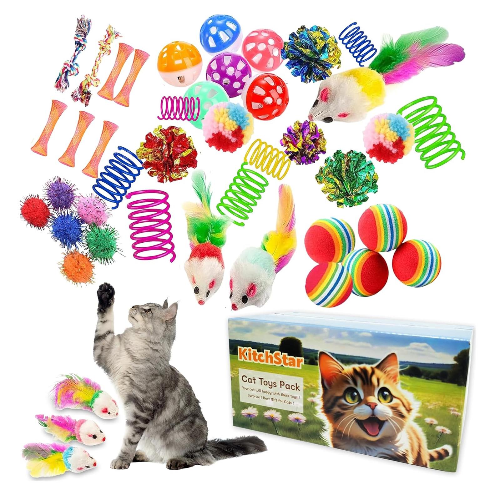 Juguetes para Gatos KITCHSTAR 46 Piezas Diversión Interior