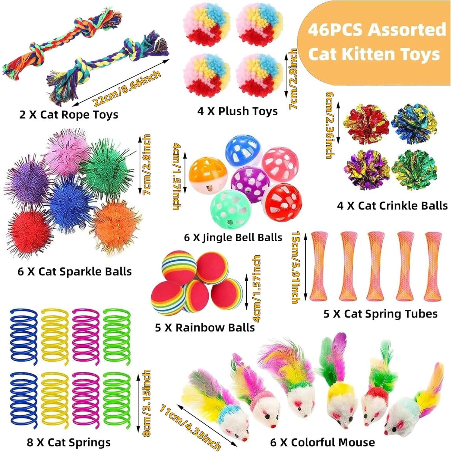 Juguetes para Gatos KITCHSTAR 46 Piezas Diversión Interior