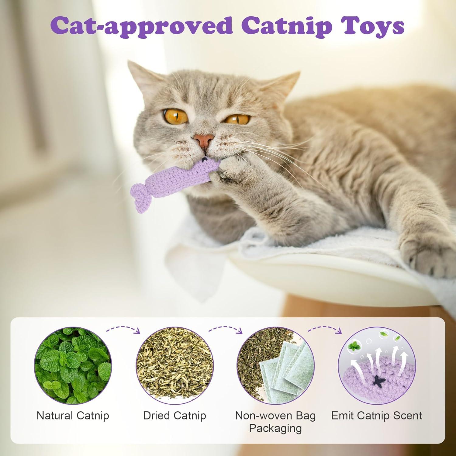 Juguete de Gato de Ganchillo con Hierba Gatera en Lata