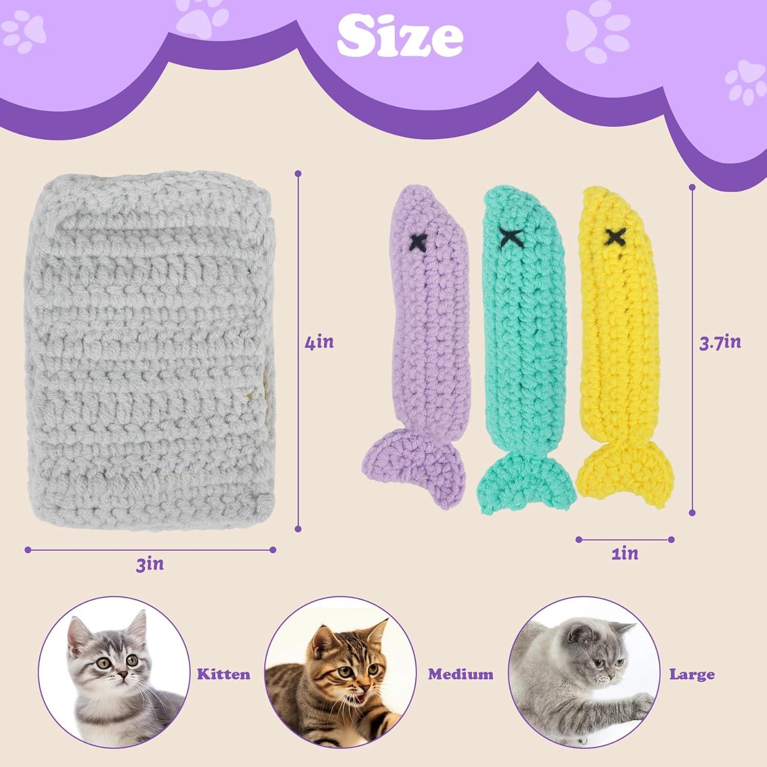 Juguete de Gato de Ganchillo con Hierba Gatera en Lata