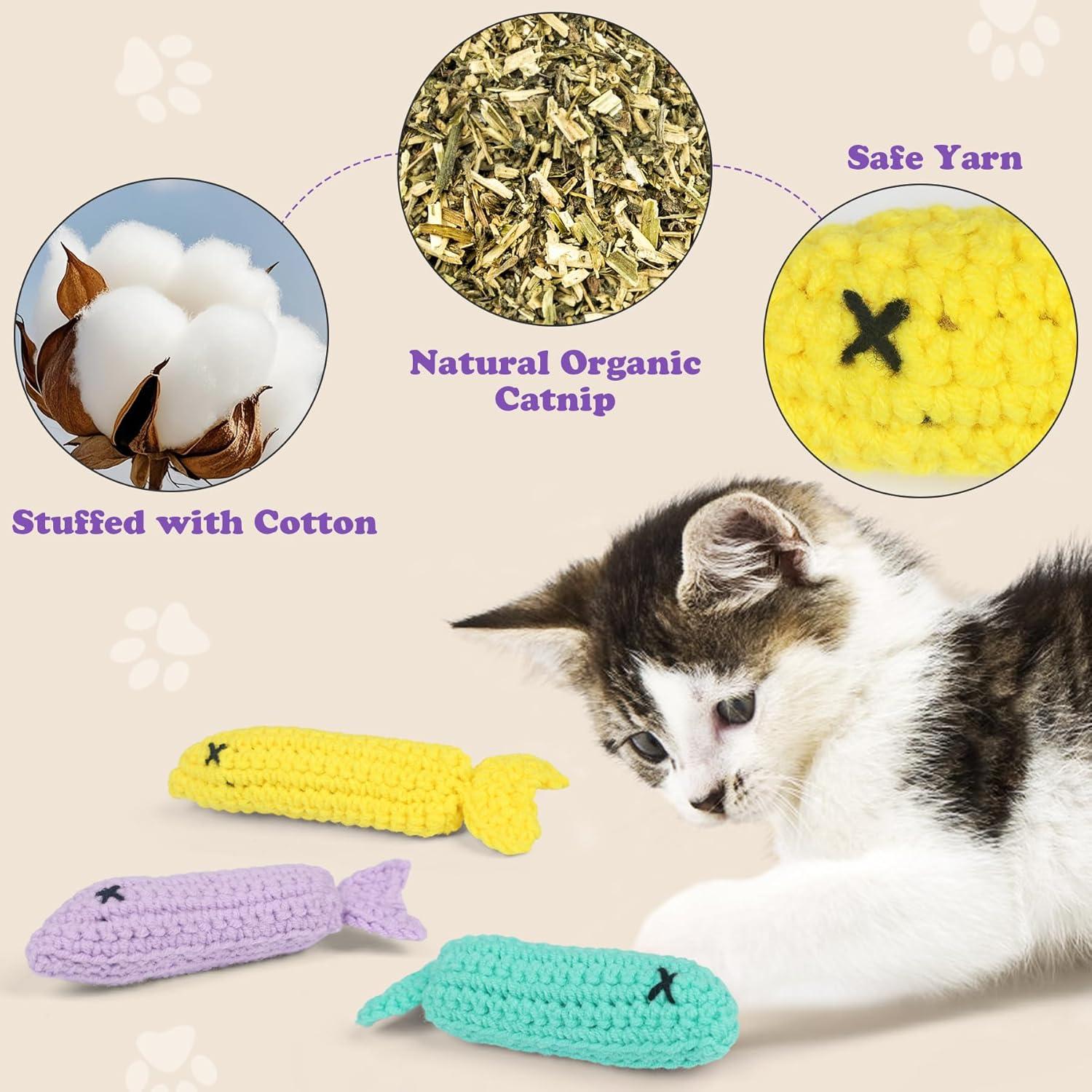 Juguete de Gato de Ganchillo con Hierba Gatera en Lata