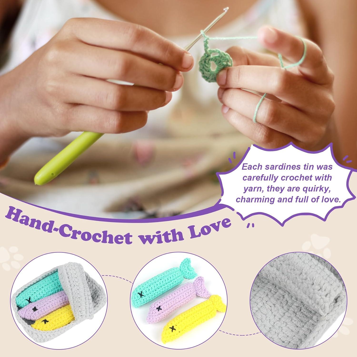 Juguete de Gato de Ganchillo con Hierba Gatera en Lata