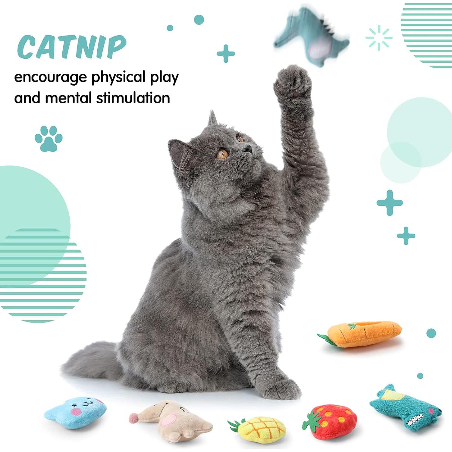 Juguetes de Hierba Gatera Gejoy 20 Piezas para Gatos Interiores