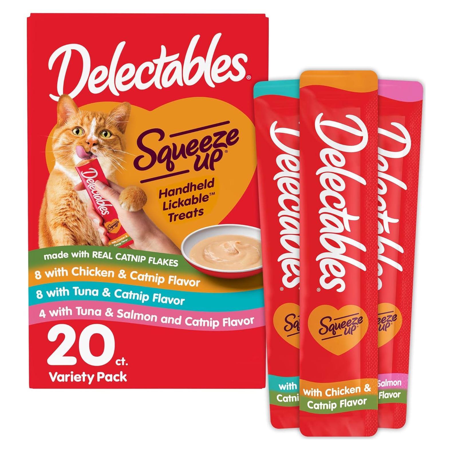 Golosinas Lickables para Gatos Hartz Squeeze Up 20x15g con Catnip