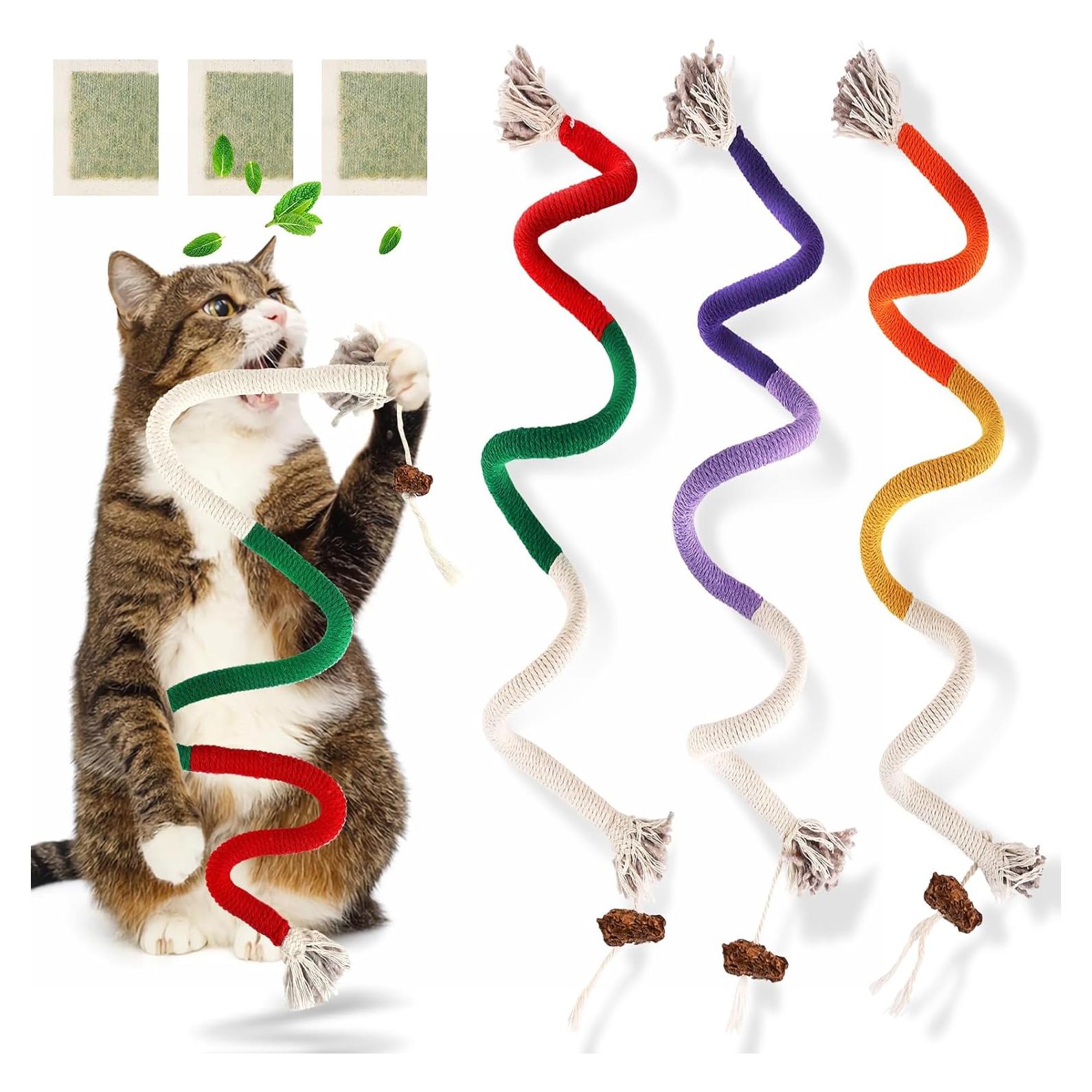 3 Juguetes para Gatos de Cuerda TEAWOO 70 cm Catnip