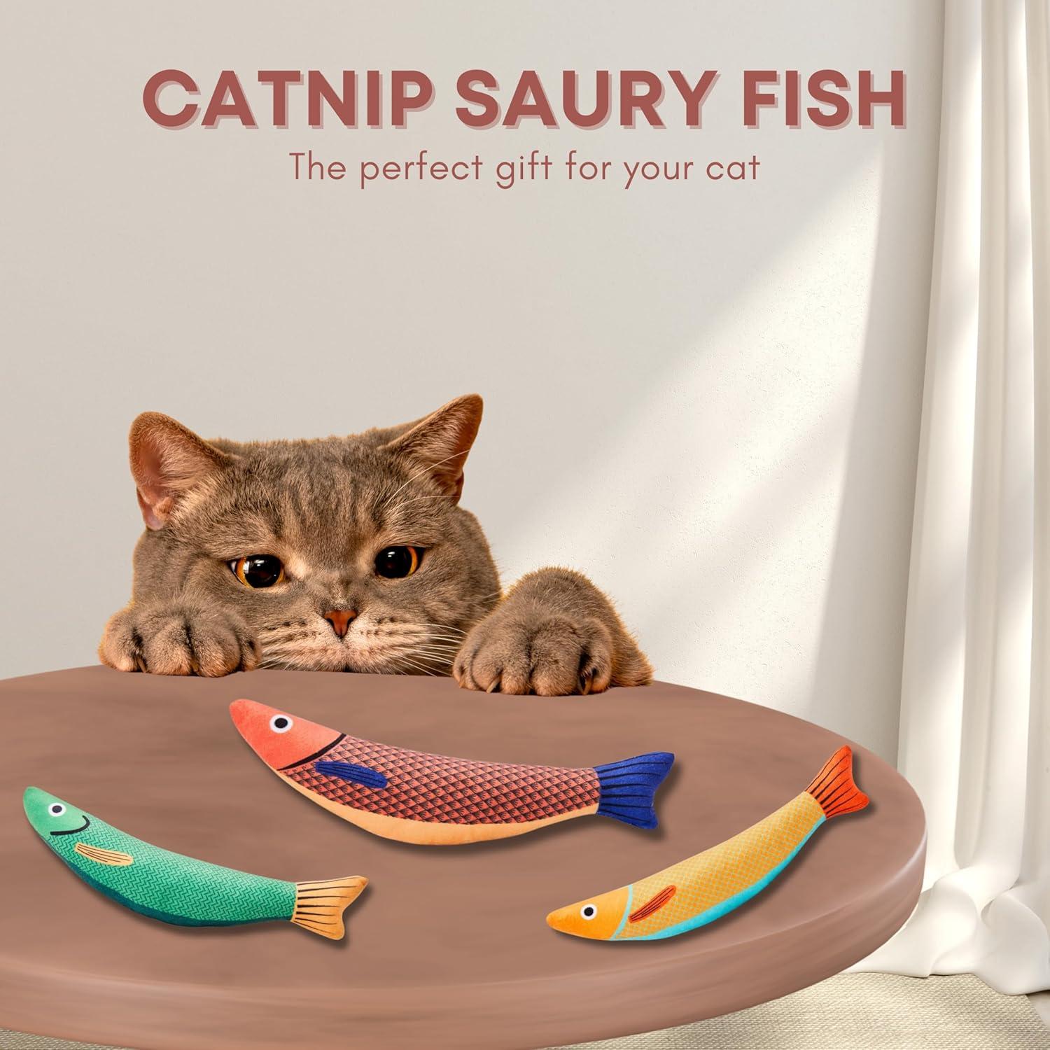 Paquete de 3 Juguetes para Gatos PELUDOS con Hierba Gatera 24.1 cm