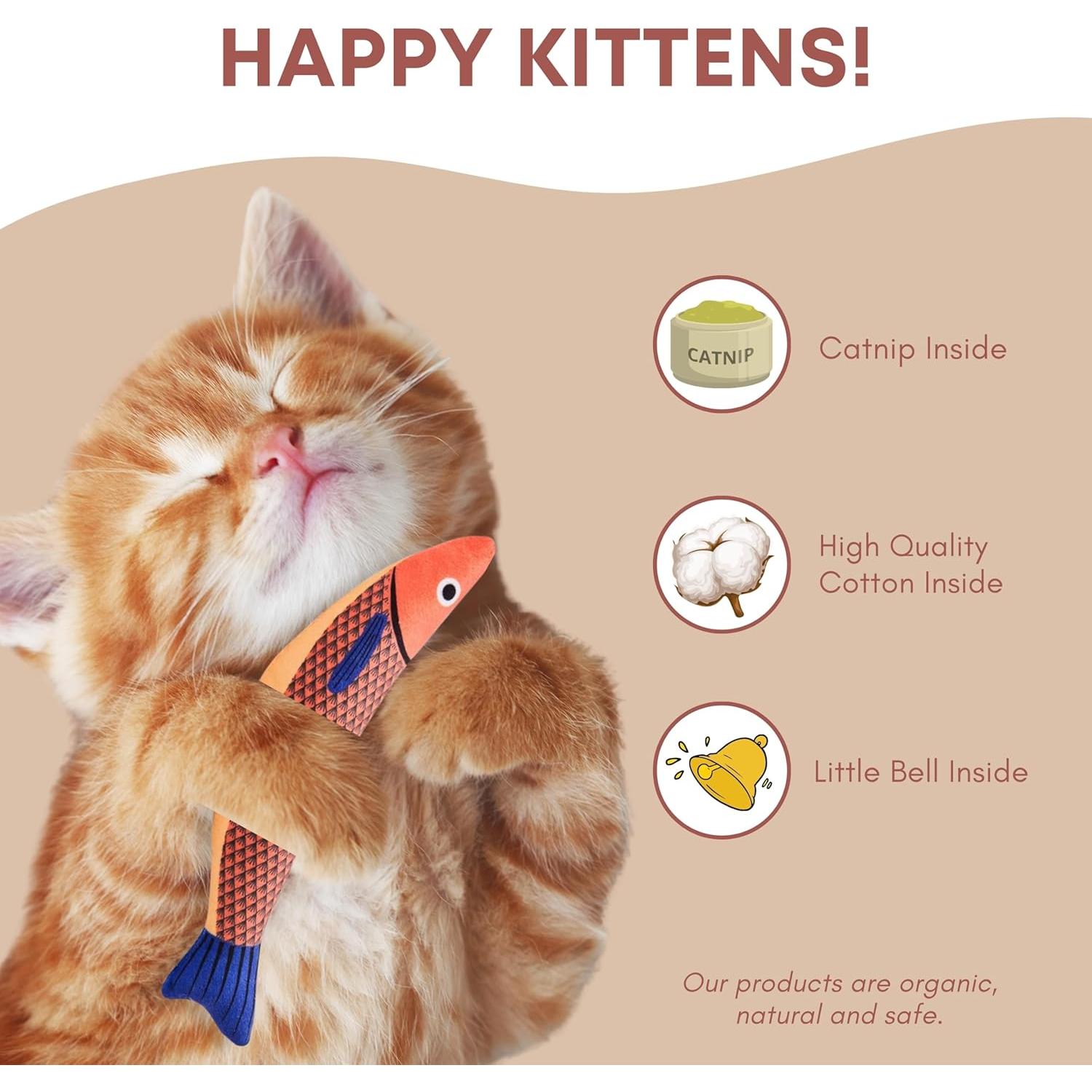 Paquete de 3 Juguetes para Gatos PELUDOS con Hierba Gatera 24.1 cm