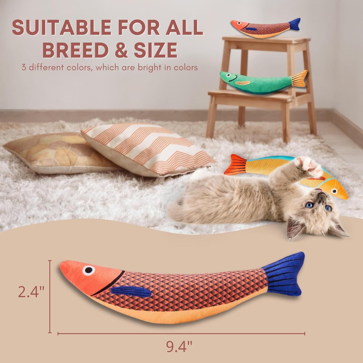 Paquete de 3 Juguetes para Gatos PELUDOS con Hierba Gatera 24.1 cm