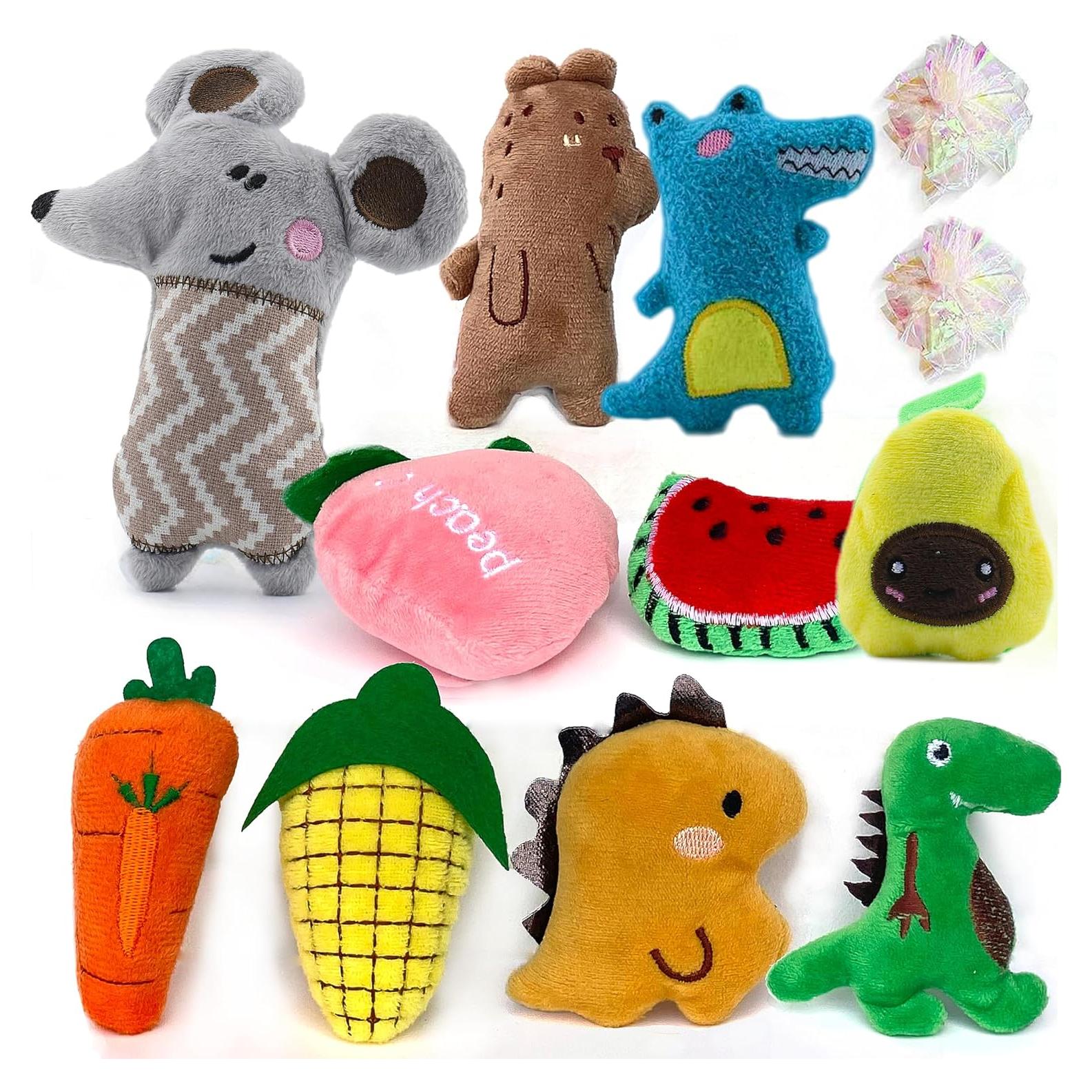 Juguetes para Gatos AZOFFYIU - Catnip Suaves y Crujientes, 12 Piezas