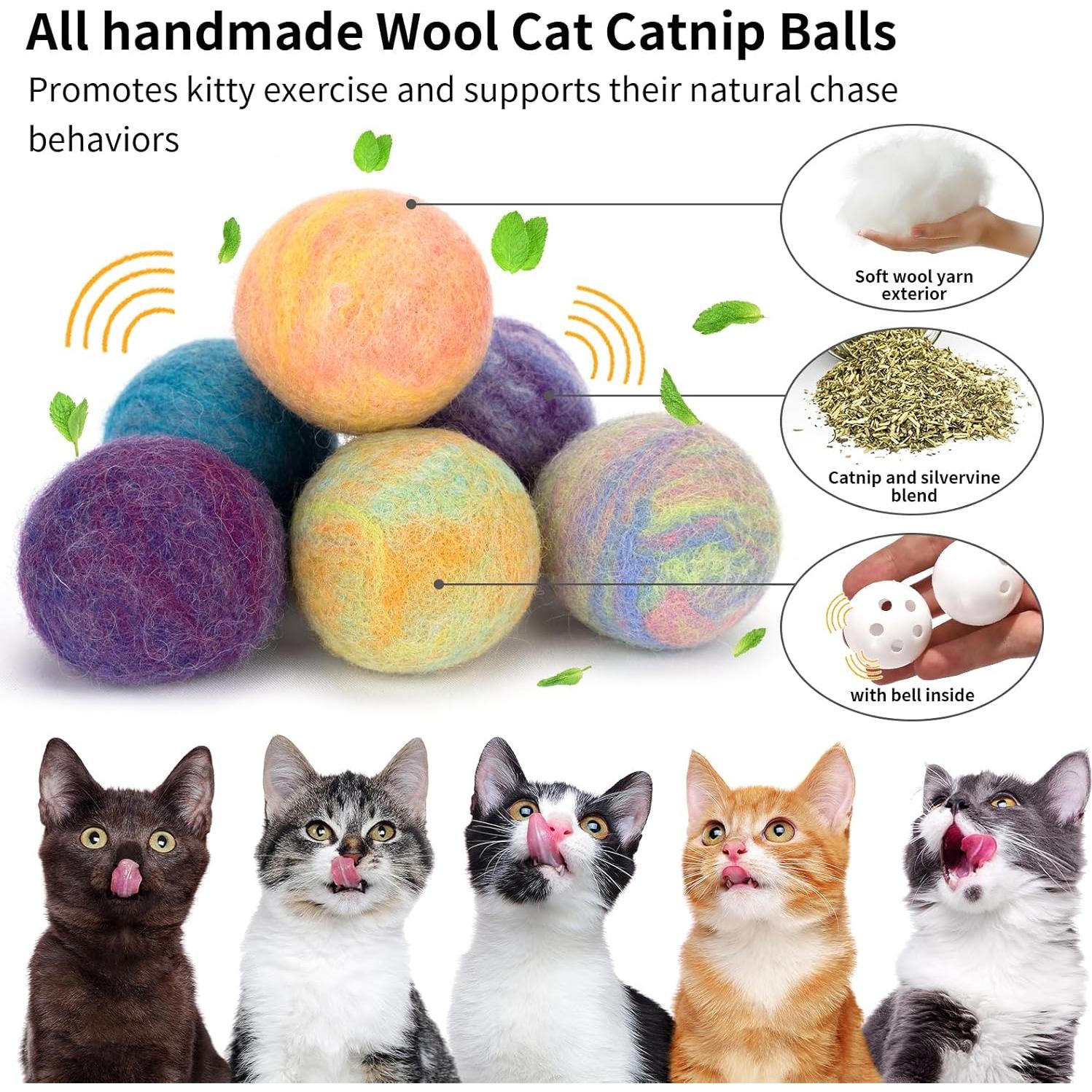 Pelotas de Juguete para Gatos Retro Shaw - 6 Pcs Catnip