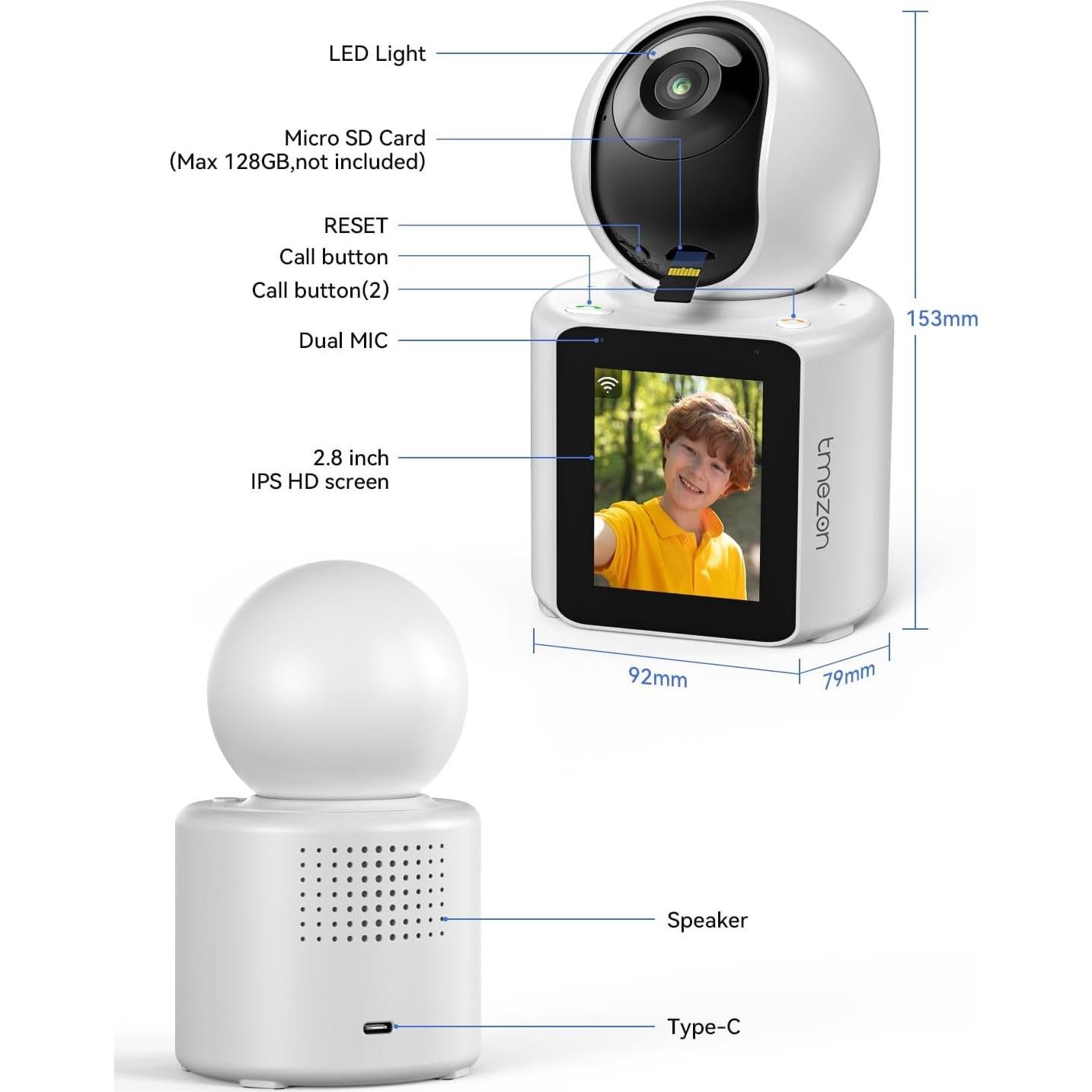 Cámara de Video TMEZON 1080P Inalámbrica para Mascotas