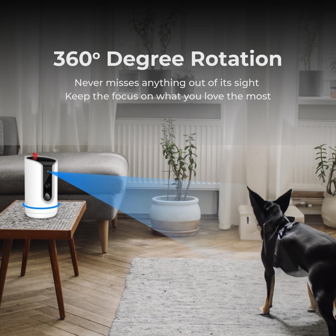 Cámara para Mascotas WaggleCam 2K con Dispensador de Golosinas