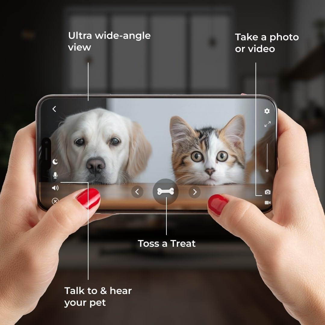 Cámara para Mascotas WaggleCam 2K con Dispensador de Golosinas