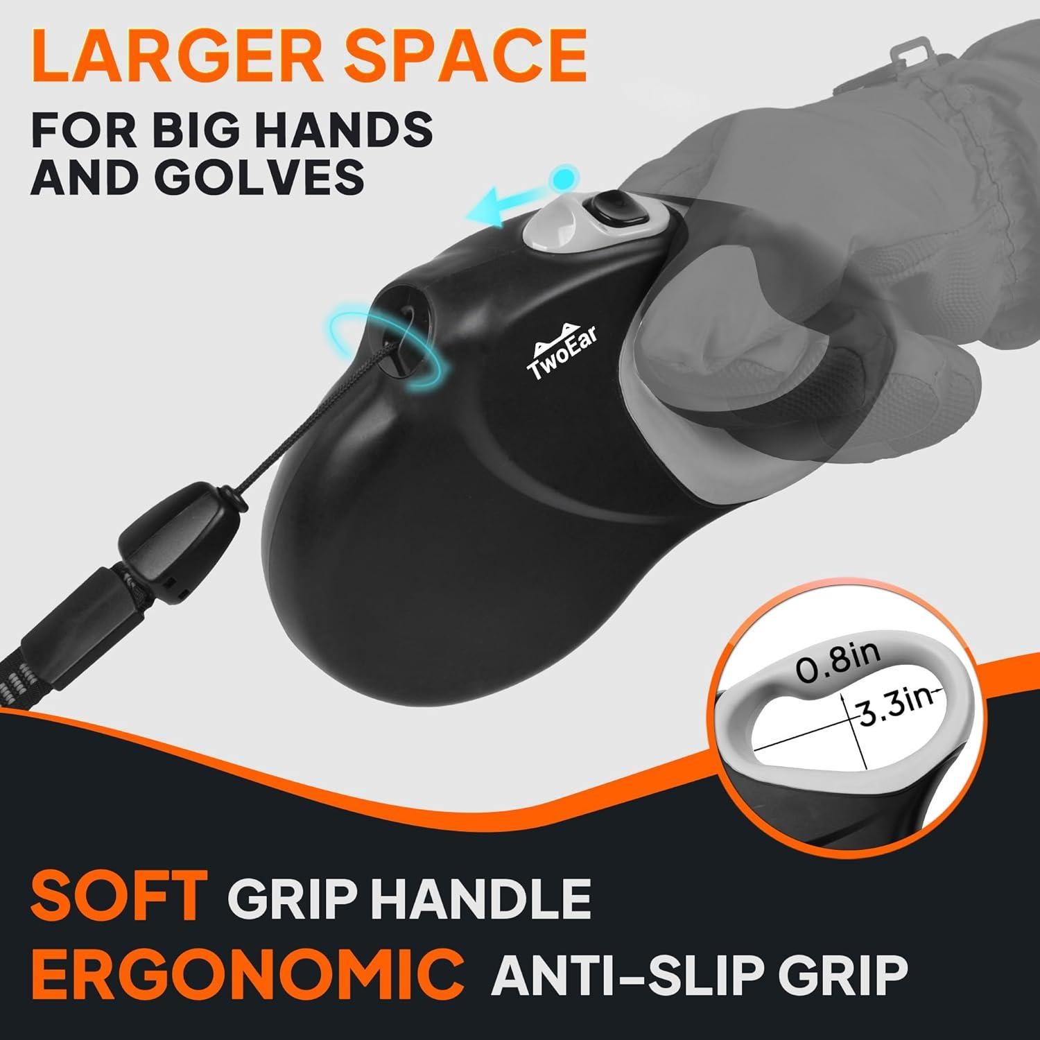 Correa Retráctil Twoear 9M para Perros hasta 50 KG - Resistente y Sin Enredos