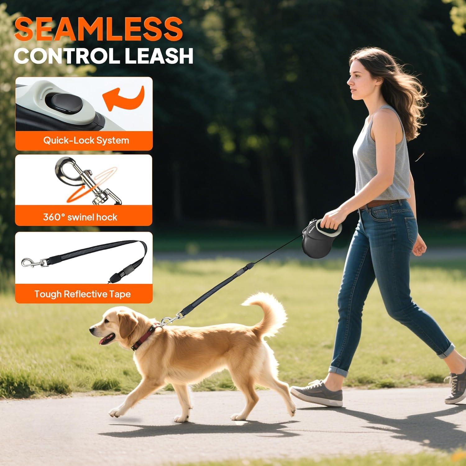 Correa Retráctil Twoear 9M para Perros hasta 50 KG - Resistente y Sin Enredos