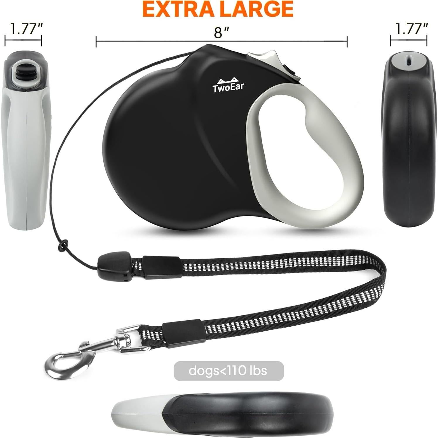 Correa Retráctil Twoear 9M para Perros hasta 50 KG - Resistente y Sin Enredos