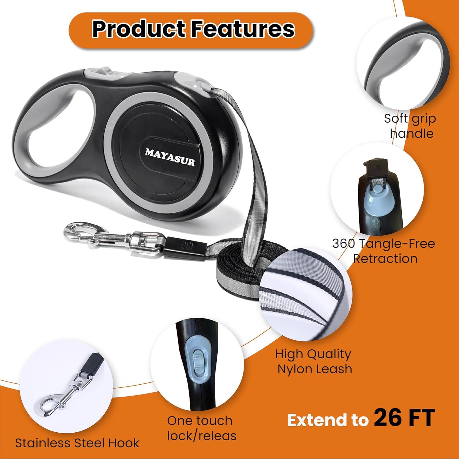 Correa Retráctil para Perros MAYASUR 7.92m Resistente hasta 49.9kg