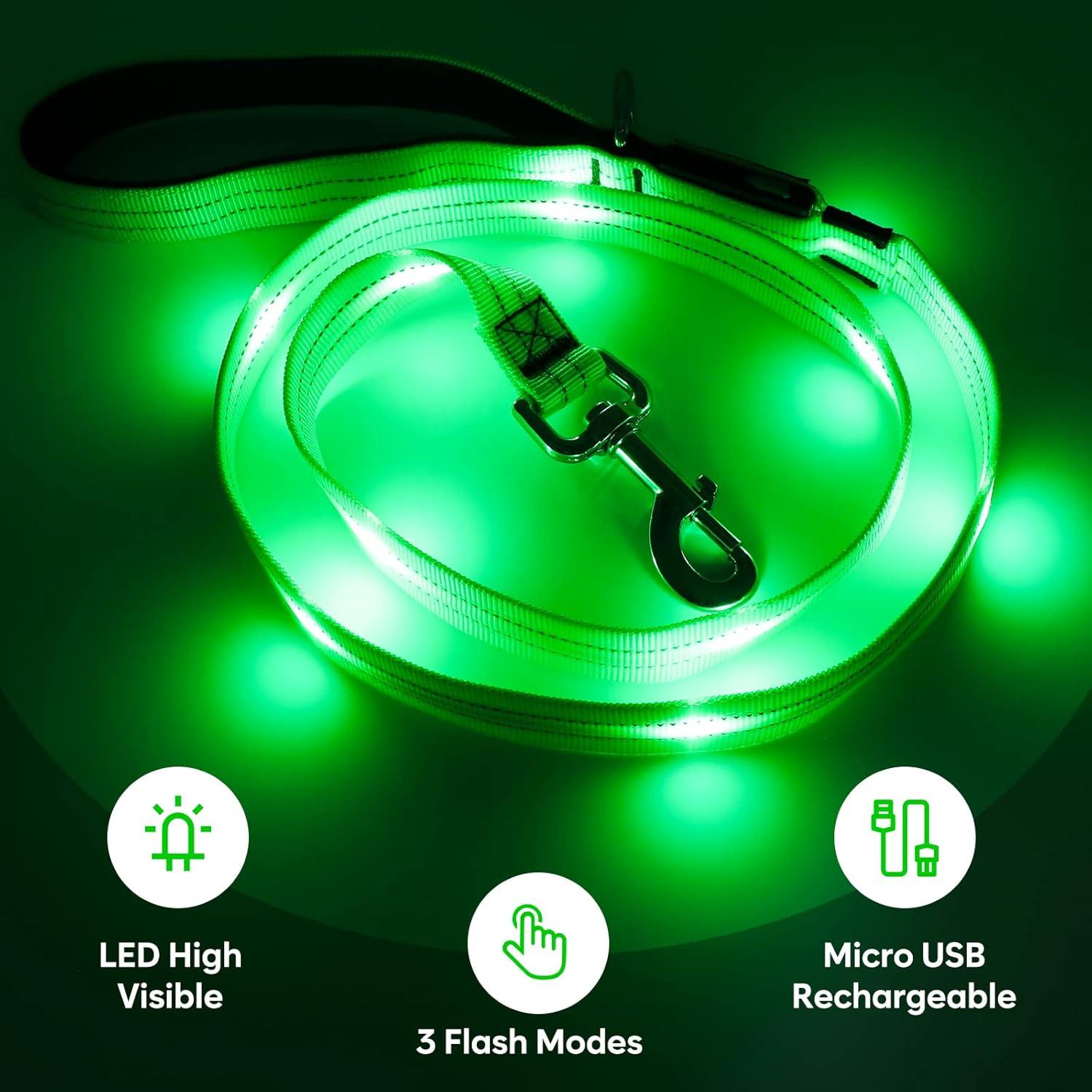 Correa LED para Perros KOSKILL 1.22 m Nylon Reflectante