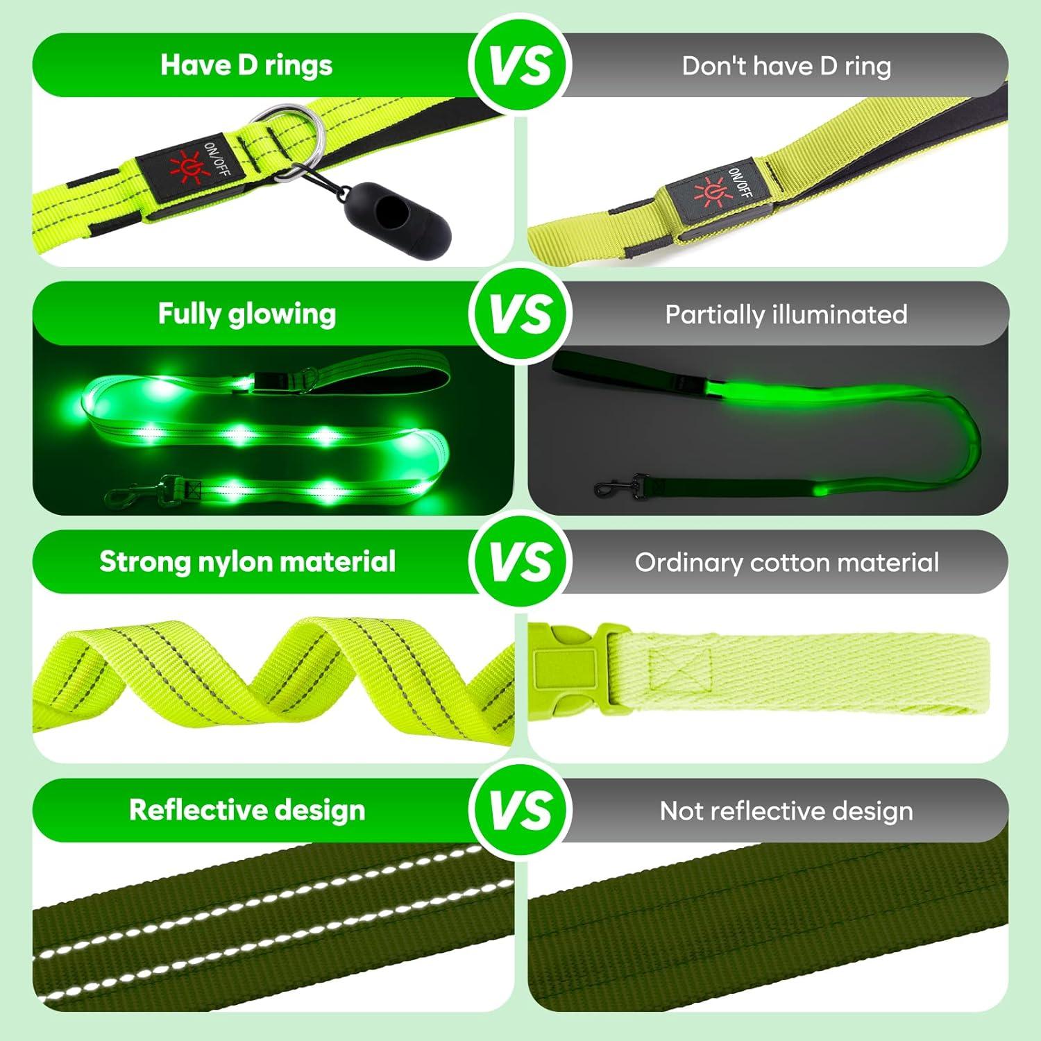 Correa LED para Perros KOSKILL 1.22 m Nylon Reflectante