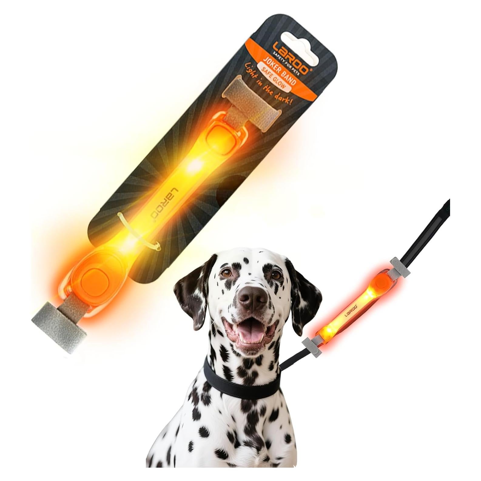 Collar LED para Perro LaRoo Naranja Impermeable 18cm