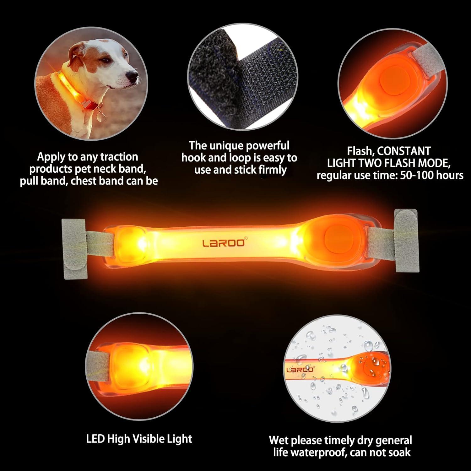 Collar LED para Perro LaRoo Naranja Impermeable 18cm