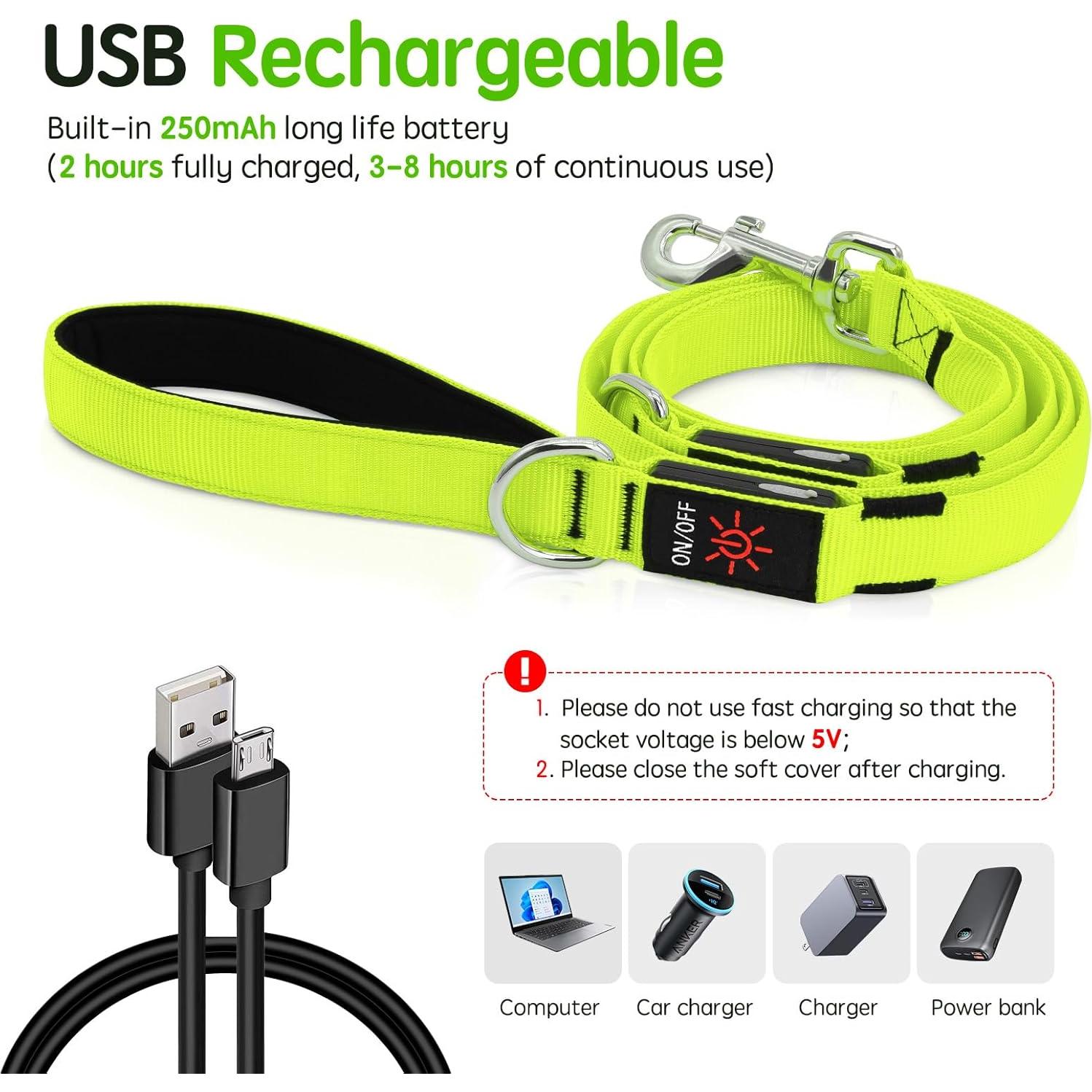 Correa LED para Perros Bisen 180 cm Verde Reflectante