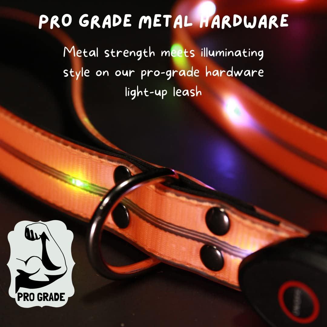 Correa LED Iluminada Flash Pet 1.83m Recargable USB Seguridad