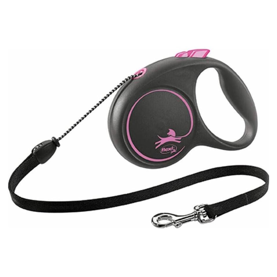 Correa Retráctil para Perros Flexi 5m Mediana Negro/Rosa hasta 20kg