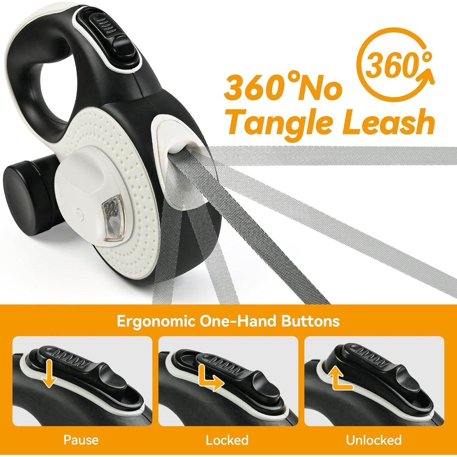 Correa Retráctil ODRIEW 4.88m para Perros hasta 34kg con Luz LED