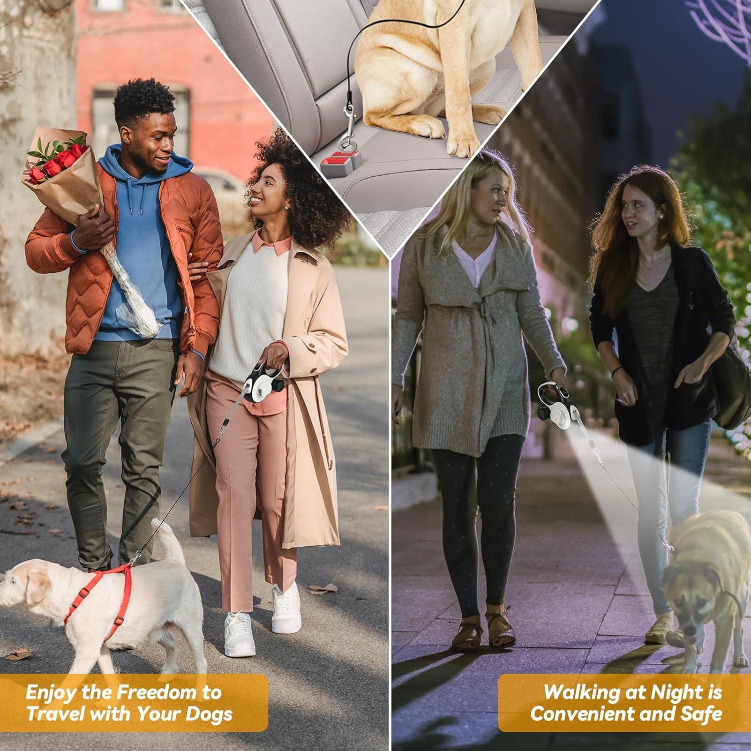 Correa Retráctil ODRIEW 4.88m para Perros hasta 34kg con Luz LED