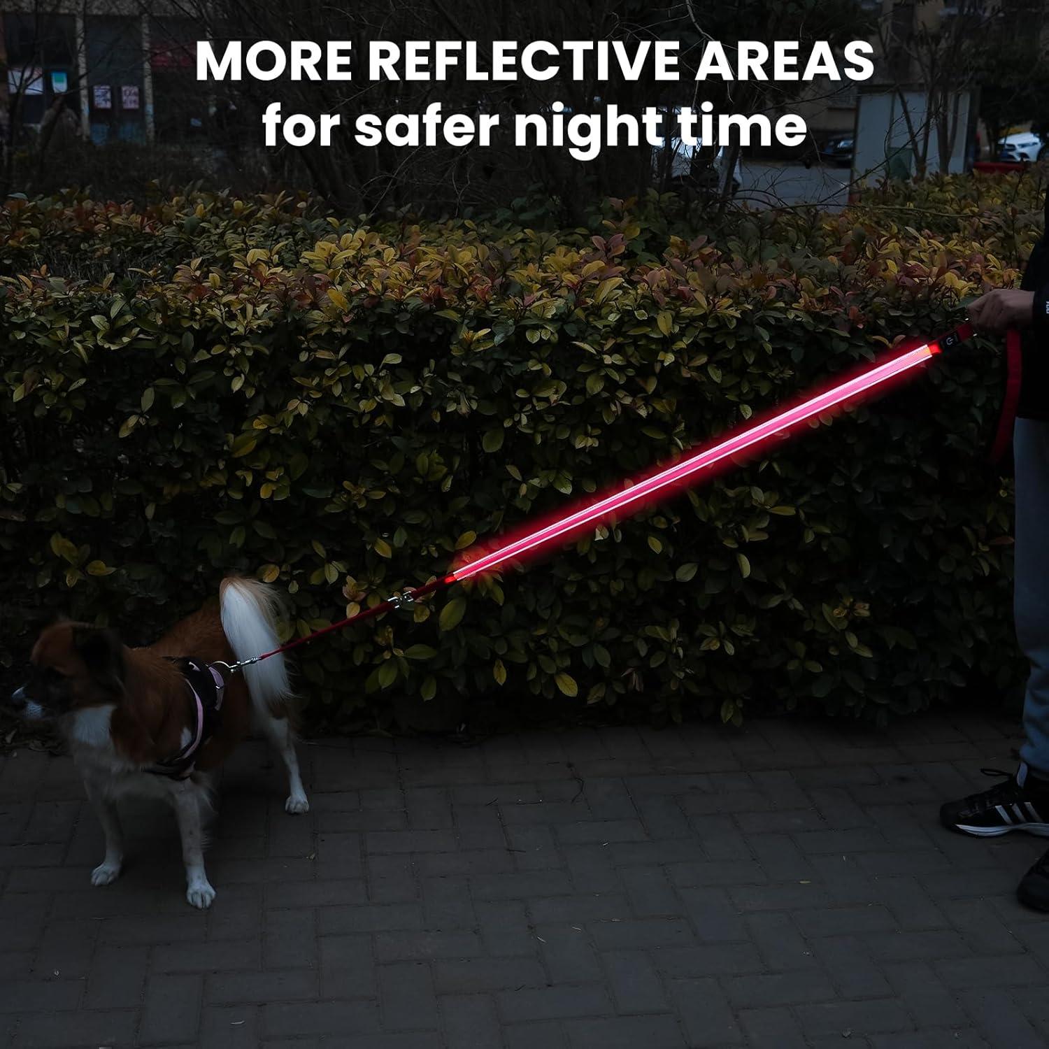 Correa LED para Perros PetIsay 1.83m Rosa Impermeable Reflectante