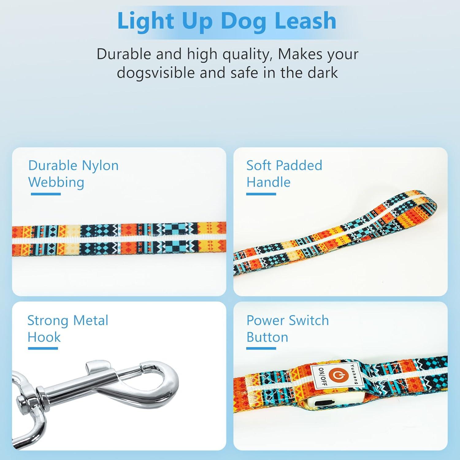 Correa LED Iluminada para Perros YUSHANG 1.5 m Recargable