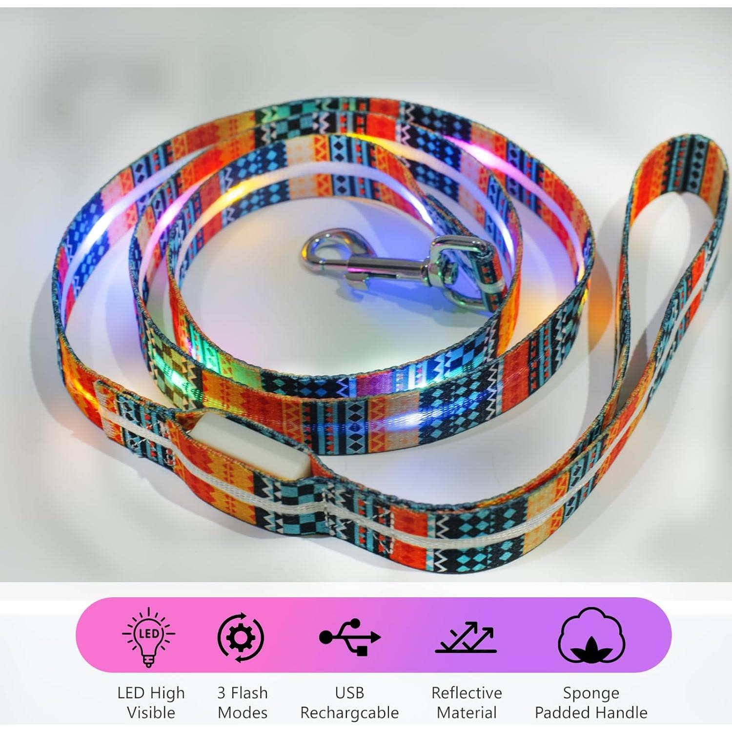 Correa LED Iluminada para Perros YUSHANG 1.5 m Recargable