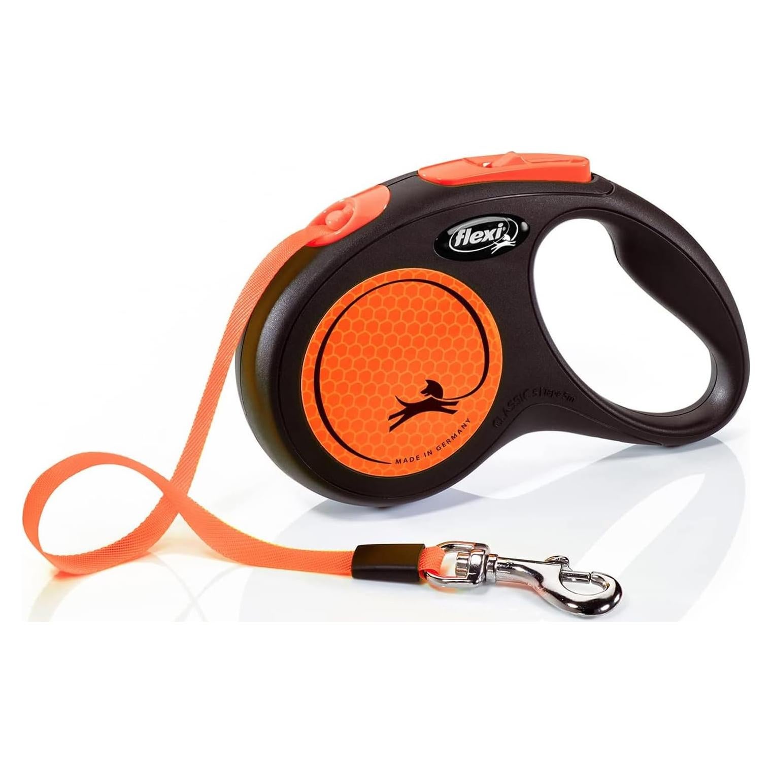 Correa Retráctil Flexi Neón Naranja 5m para Perros hasta 15kg