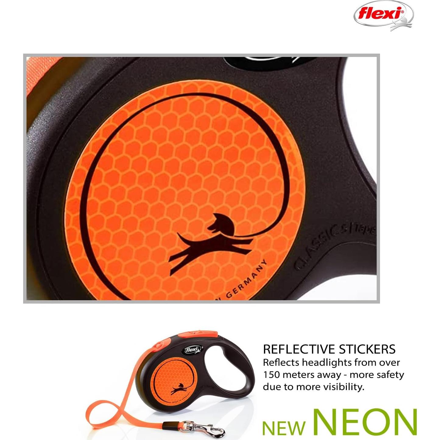 Correa Retráctil Flexi Neón Naranja 5m para Perros hasta 15kg