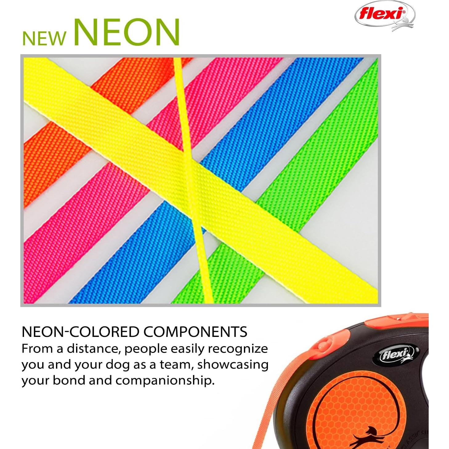 Correa Retráctil Flexi Neón Naranja 5m para Perros hasta 15kg