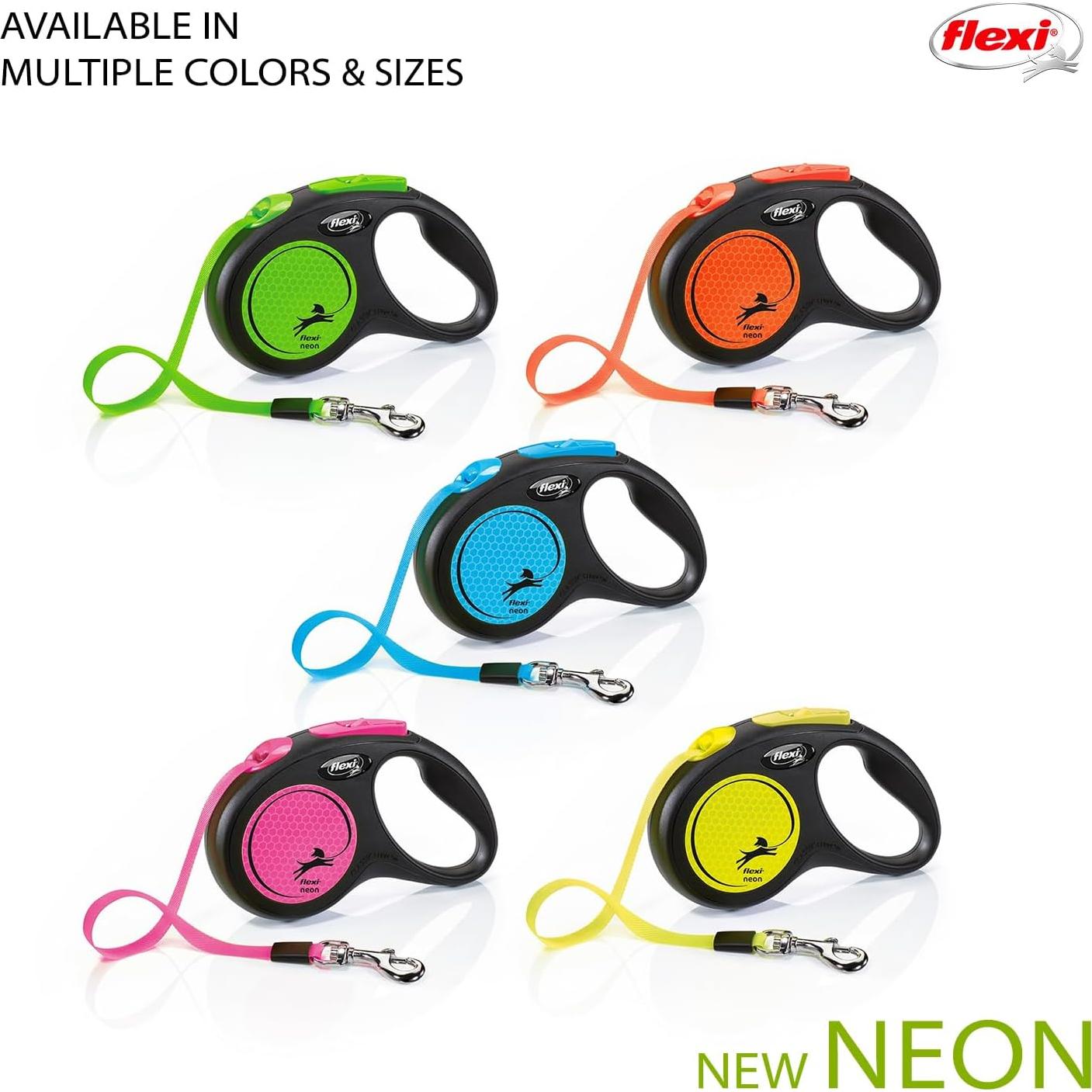 Correa Retráctil Flexi Neón Naranja 5m para Perros hasta 15kg