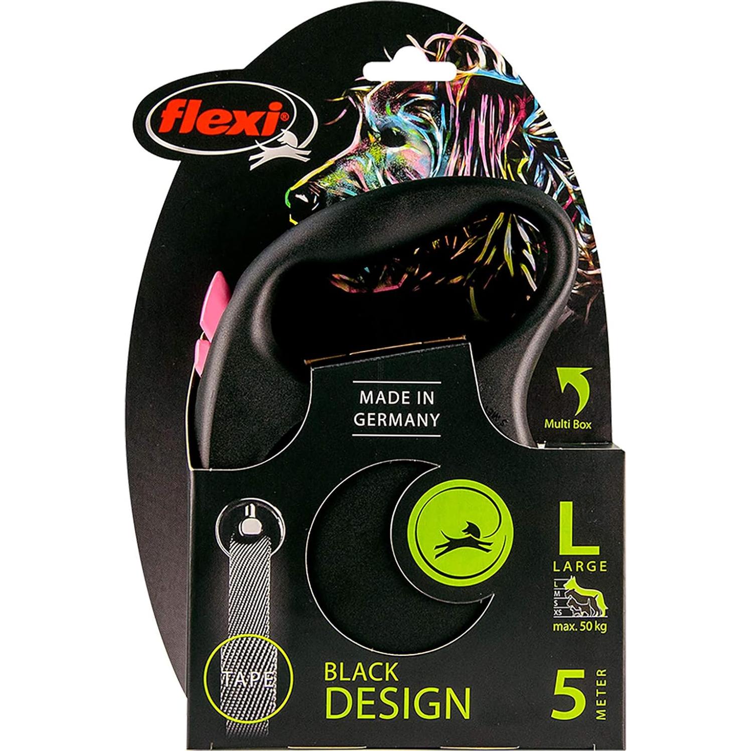 Correa retráctil Flexi negra 5m para perros hasta 50kg