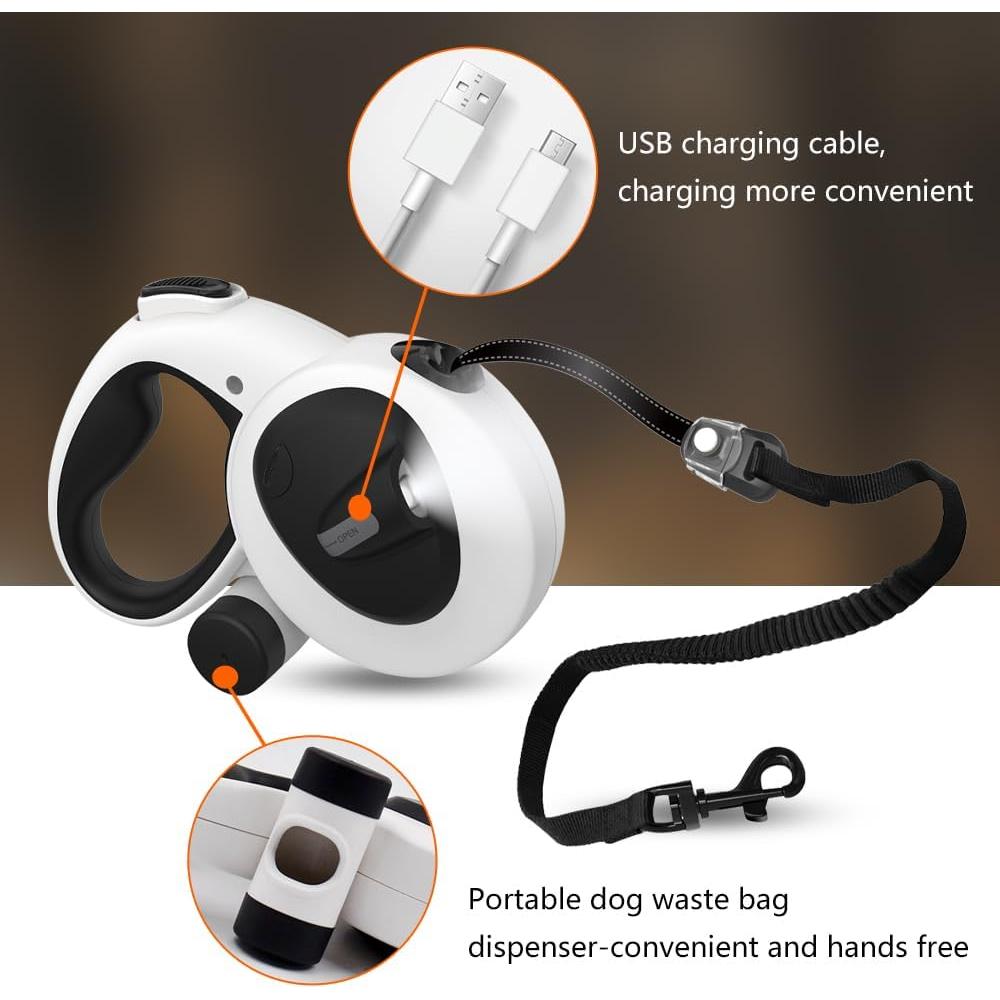 Correa Retráctil 4-en-1 BKINDTOPET 5m con Luz LED y Dispensador