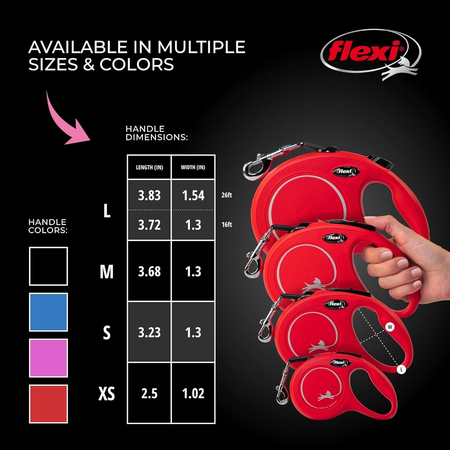 Correa Retráctil Flexi Nueva Clásica Grande 7.92m Roja