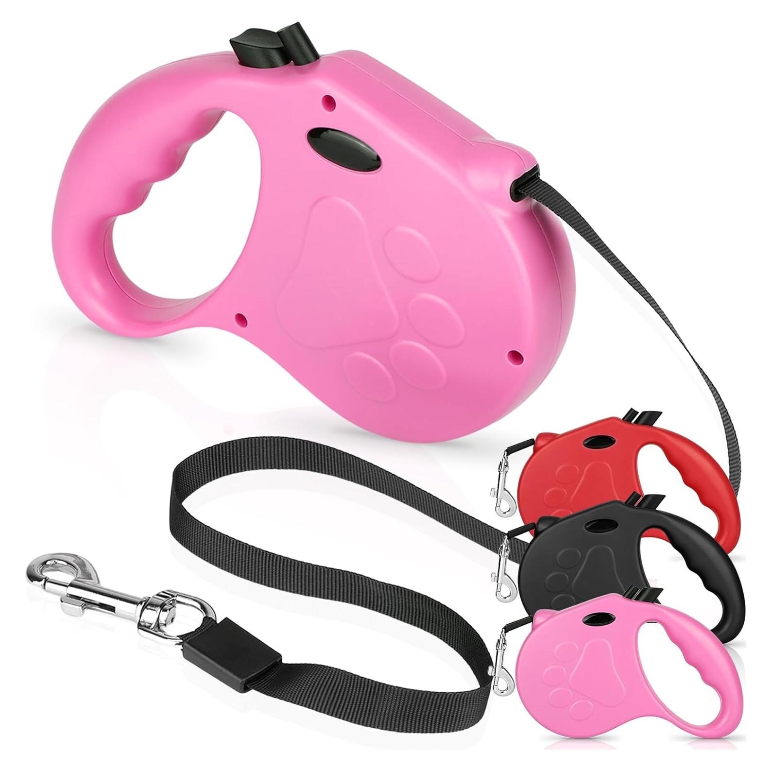 Correa de Perro Retráctil Makife 4.88m para Perros hasta 35kg - Rosa