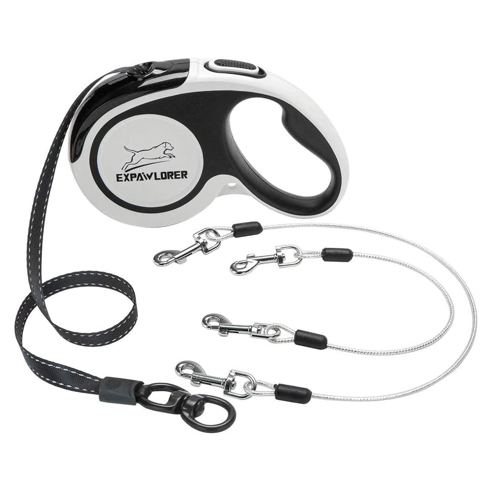 Correa Retráctil Doble para Perros EXPAWLORER 4.88m Resistente