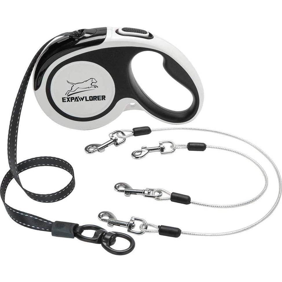 Correa Retráctil Doble para Perros EXPAWLORER 4.88m Resistente