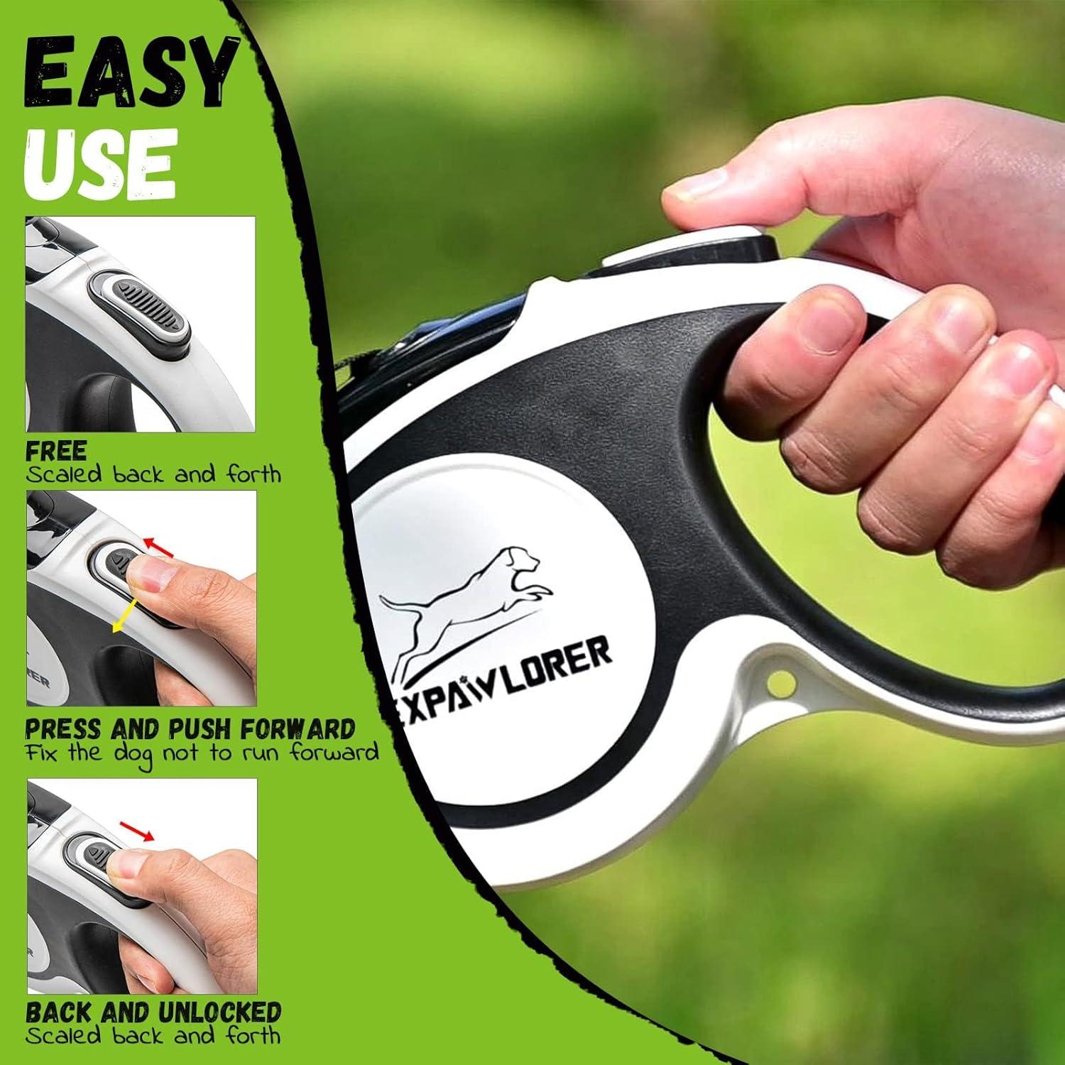 Correa Retráctil Doble para Perros EXPAWLORER 4.88m Resistente