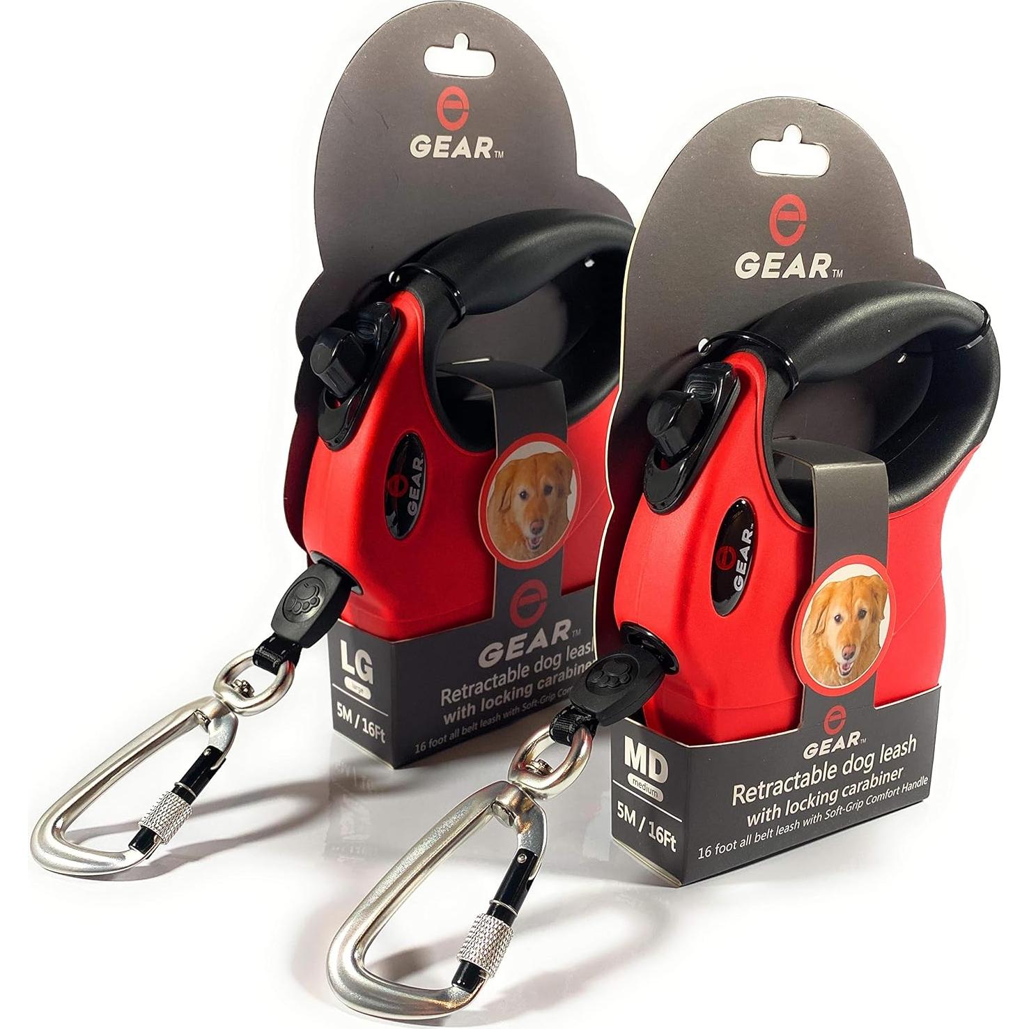 Correa de Perro Retráctil Enthusiast Gear 4.88m Rojo Resistente