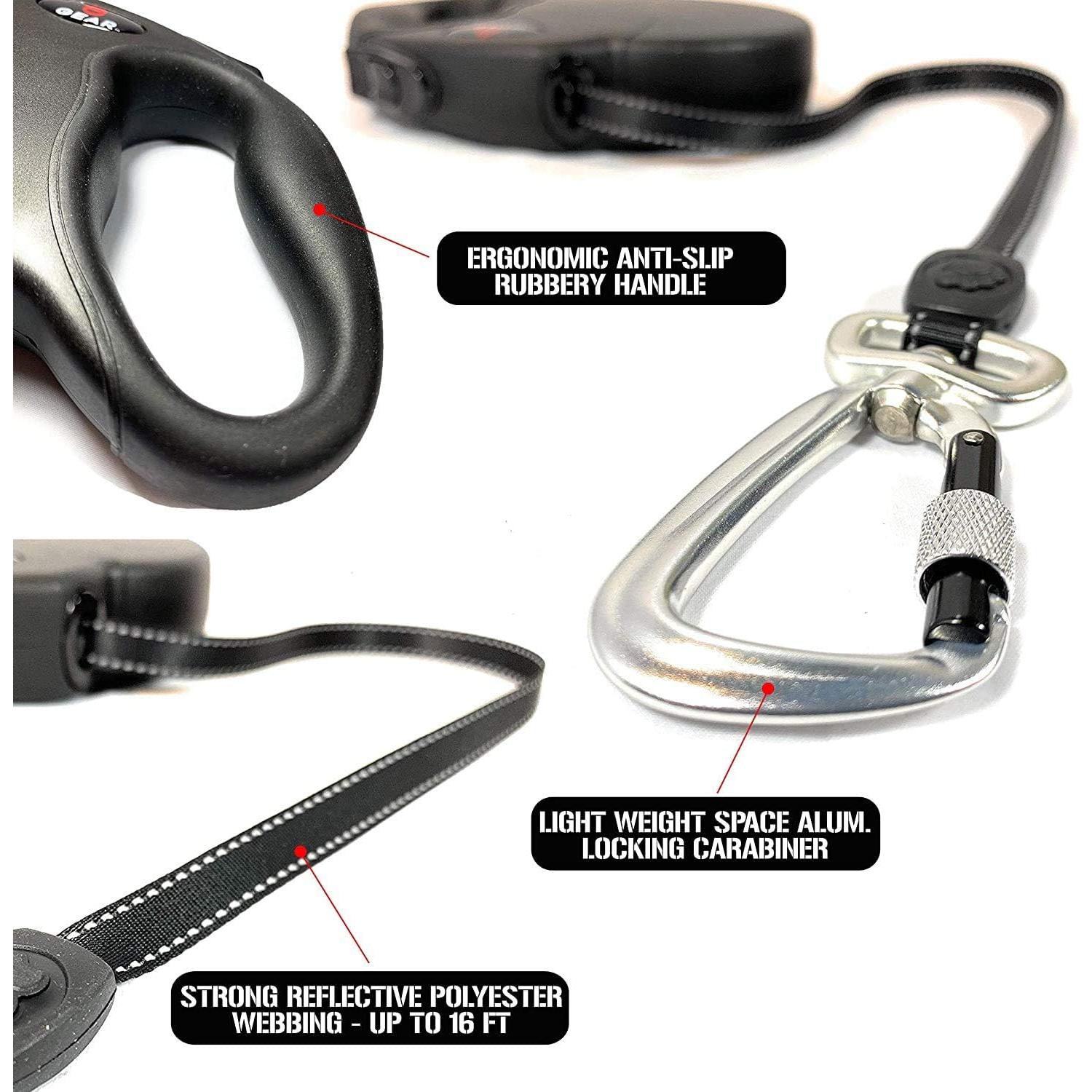 Correa de Perro Retráctil Enthusiast Gear 4.88m Rojo Resistente