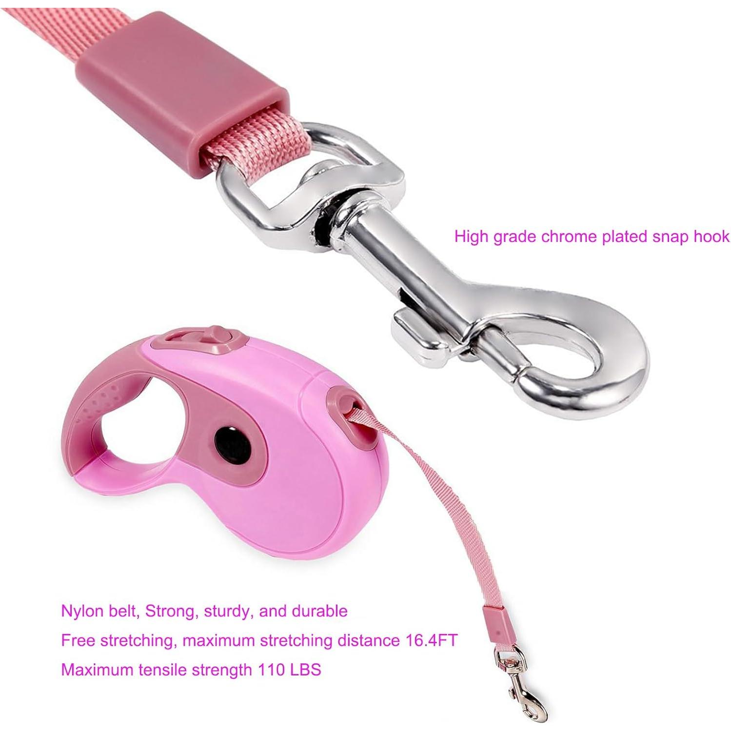 Correa Retráctil para Perros JAMISAY 5M Rosa hasta 50kg