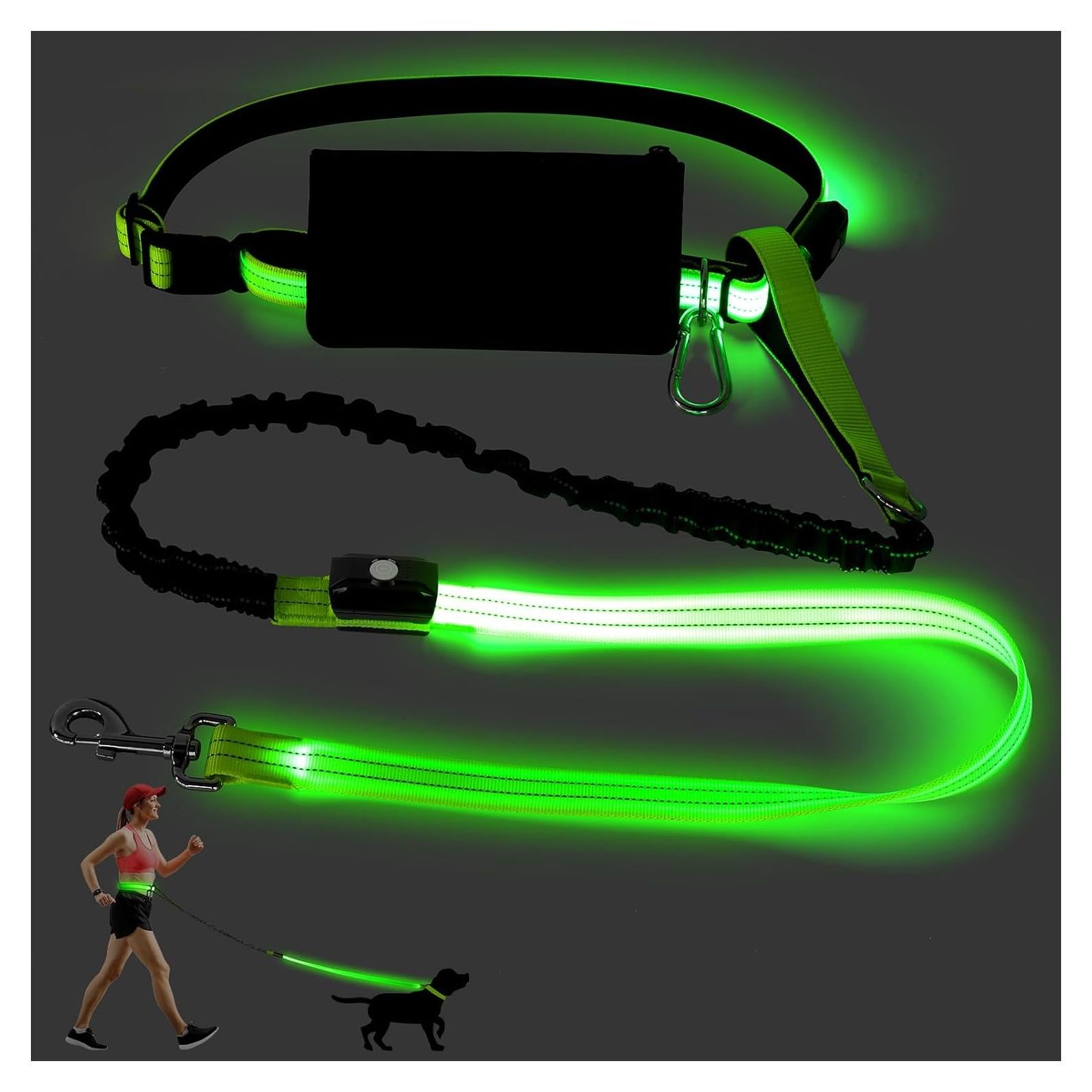 Correa LED Manos Libres para Perros Vizbrite Verde 0.5kg