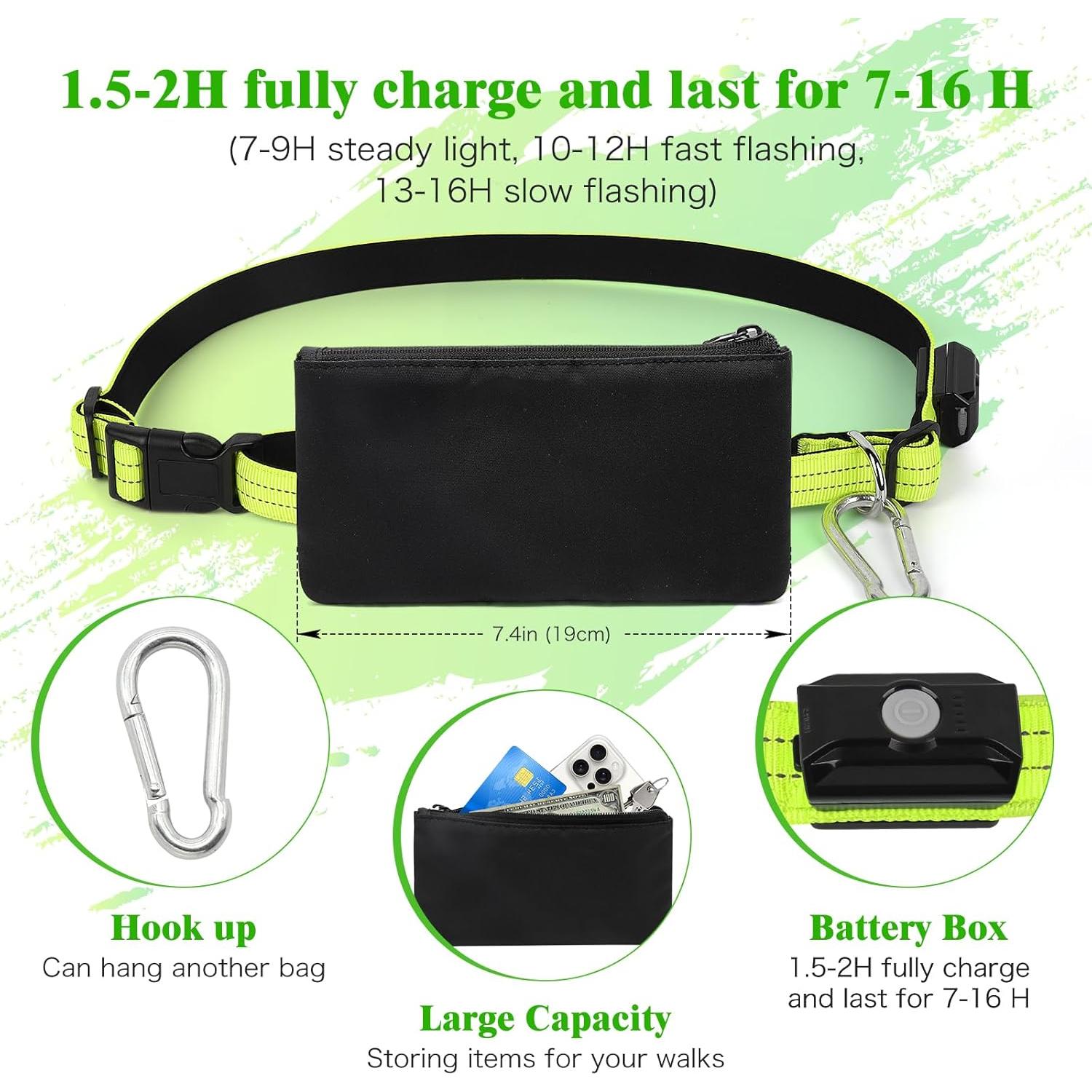 Correa LED Manos Libres para Perros Vizbrite Verde 0.5kg