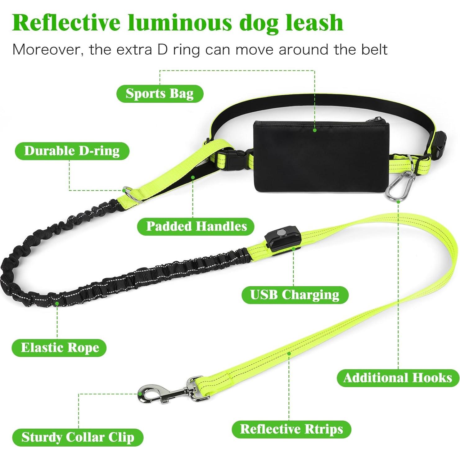 Correa LED Manos Libres para Perros Vizbrite Verde 0.5kg